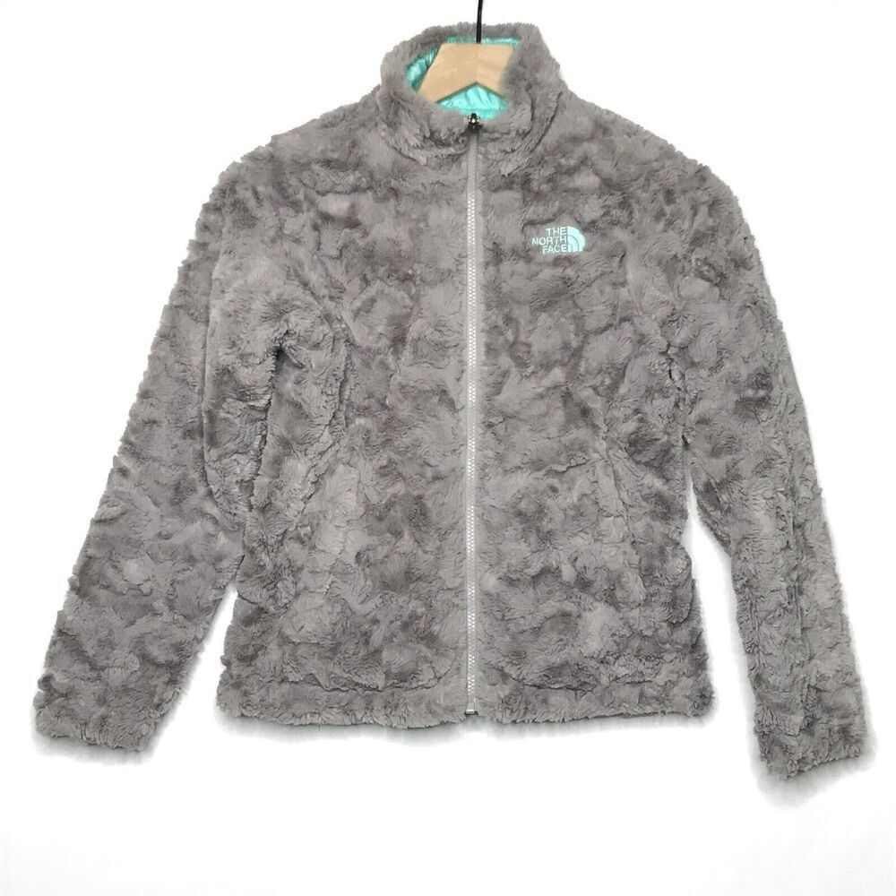The North Face Mossbud Jacket Girls Size M 10-12 Reversible Teal Grey Coat
